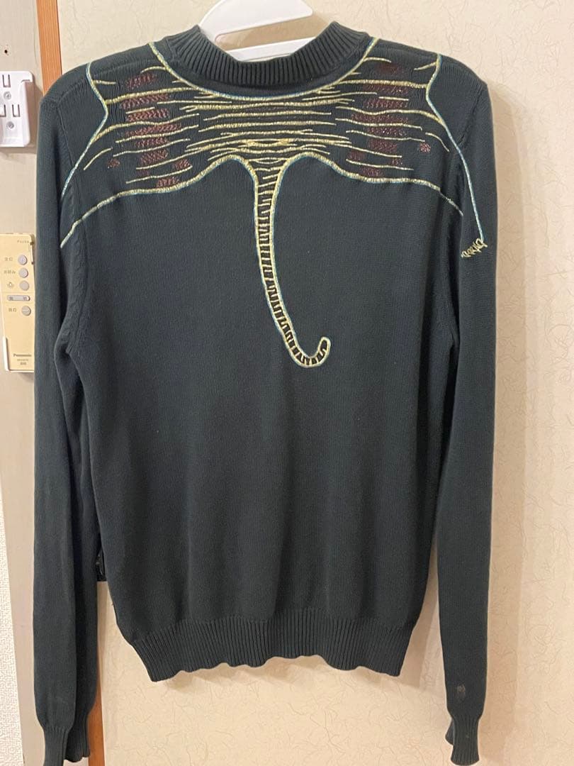 KENZO トラ刺繍 クルーネックニットセーターオリーブグリーンカーキ