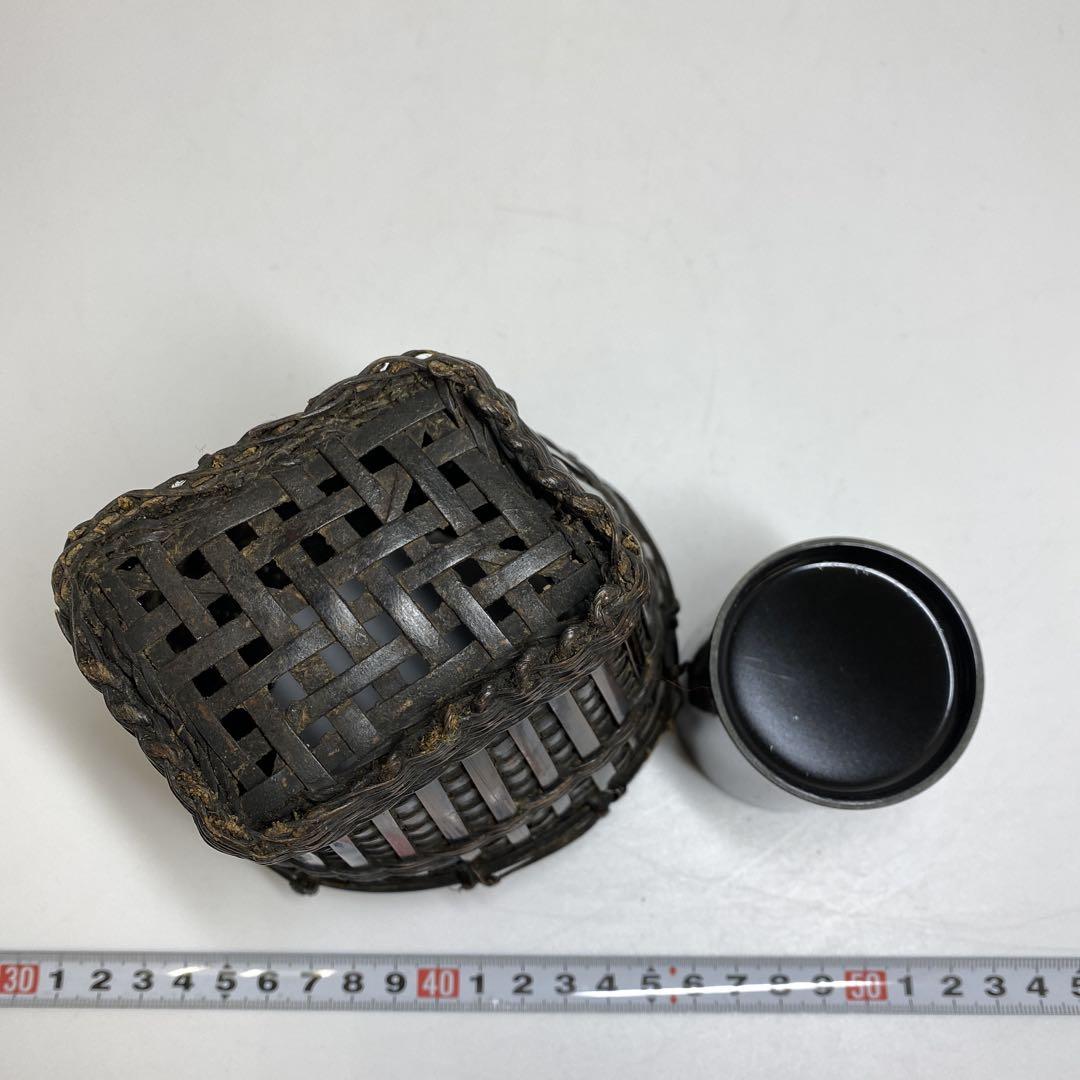 専用　時代　竹編花籠　高さ約12㎝　東Y7-0210②タカチ