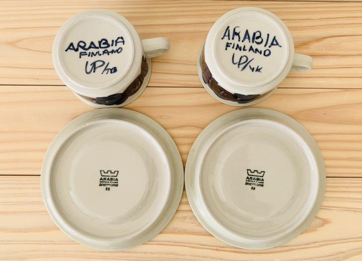 ARABIA ティーカップ&ソーサー 2セット 北欧 CnjVU-m96201058570 Anemone アネモネ 正規品国産