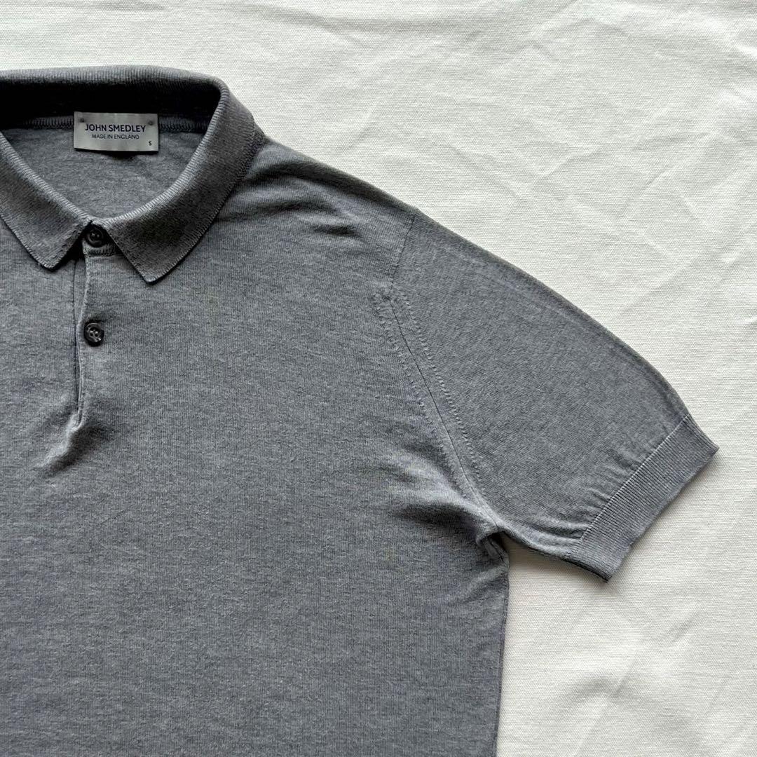 JOHN SMEDLEY/シーアイランドコットンニットポロ半袖/グレー/ S