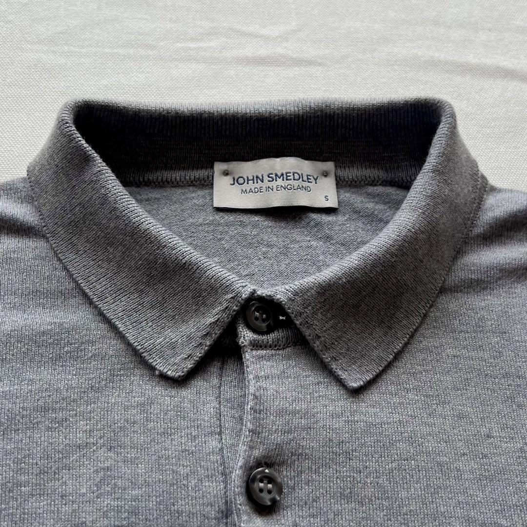 JOHN SMEDLEY/シーアイランドコットンニットポロ半袖/グレー/ S
