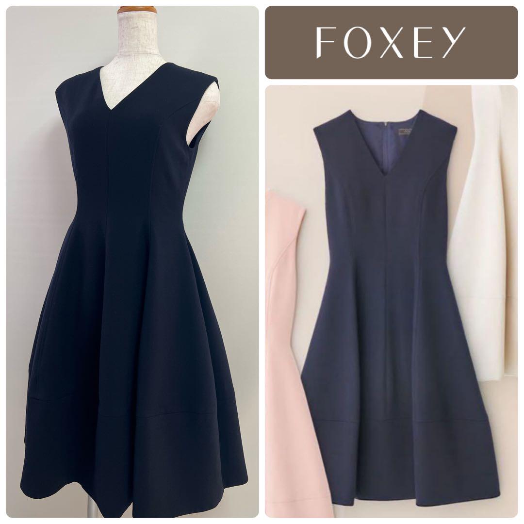 FOXEY 38 バロンロングワンピースネイビー紺フォクシー