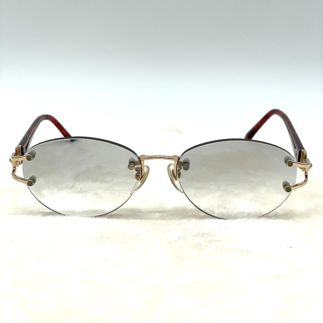 美品】イヴサンローラン 眼鏡 度入り YSL ロゴ 縁なし リムレス