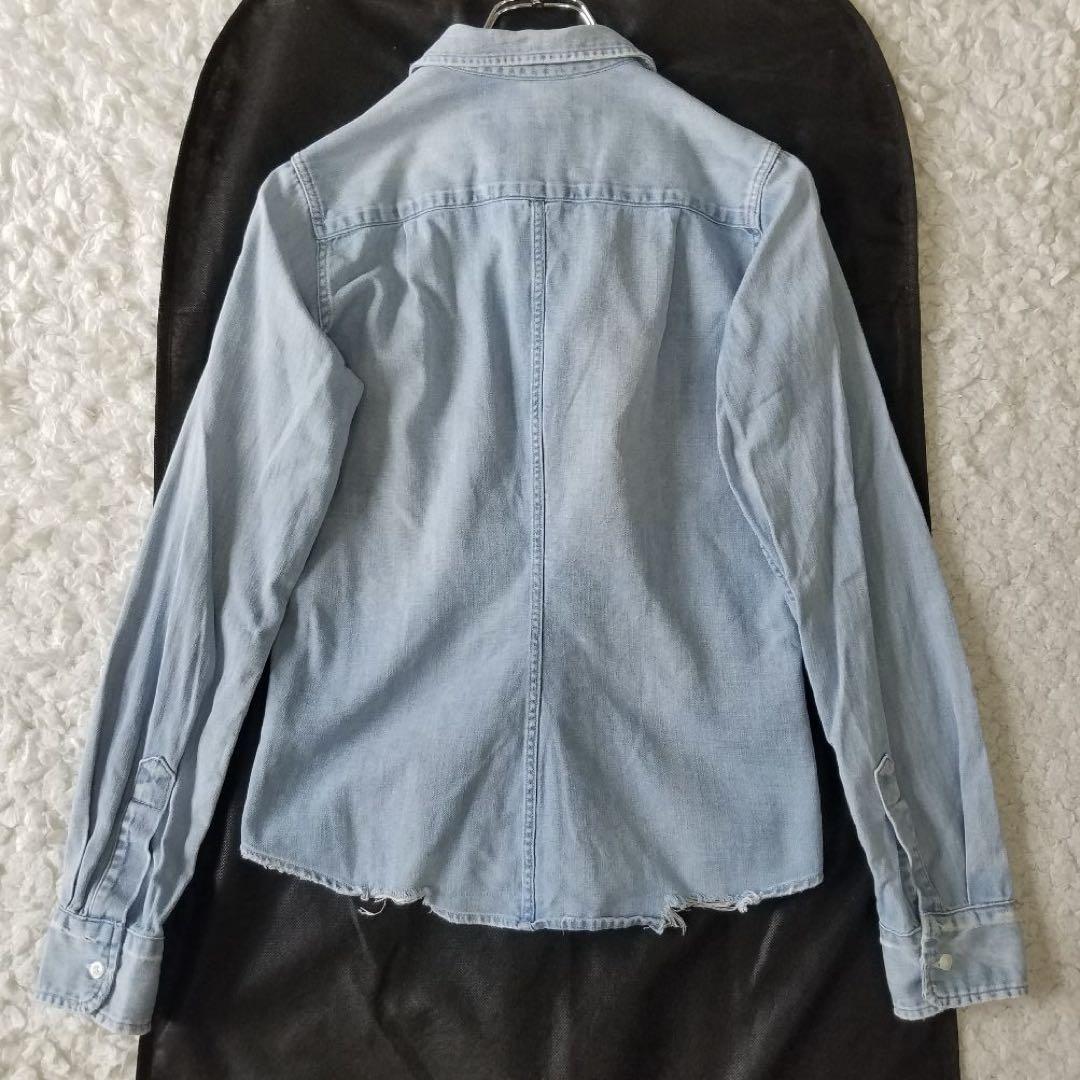 フランクアンドアイリーン✨コラボデニムシャツ ダメージ加工 バリー ブルー