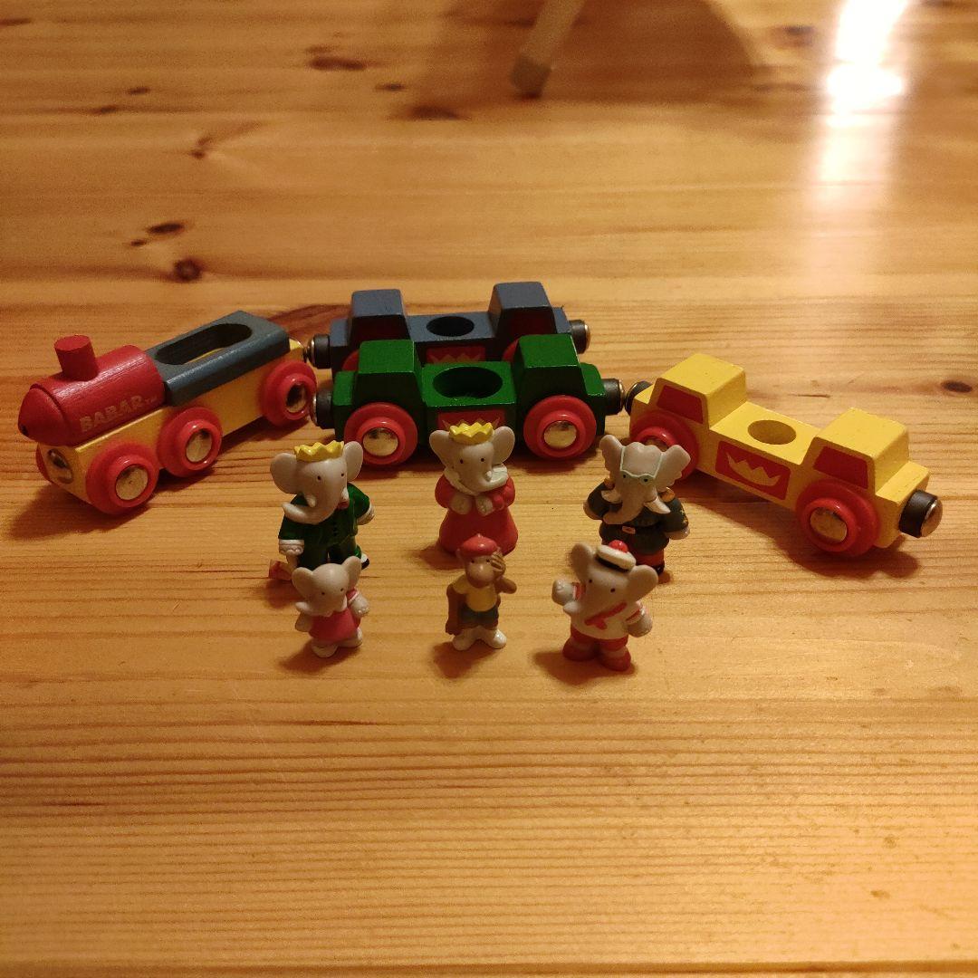 お値下【希少】ババール BABAR おもちゃ 木製トレイン＆フィギュアセット