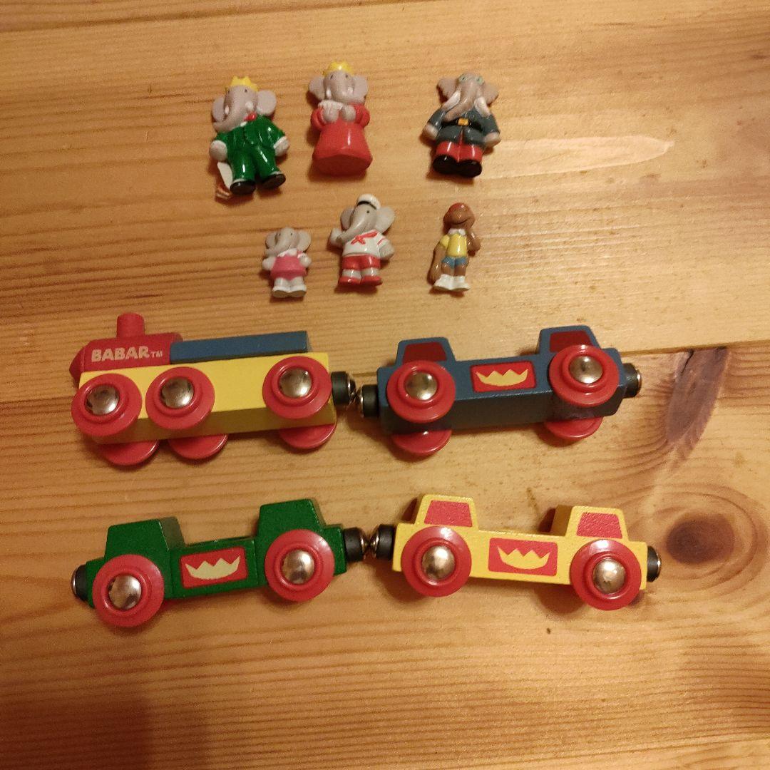お値下【希少】ババール BABAR おもちゃ 木製トレイン＆フィギュアセット