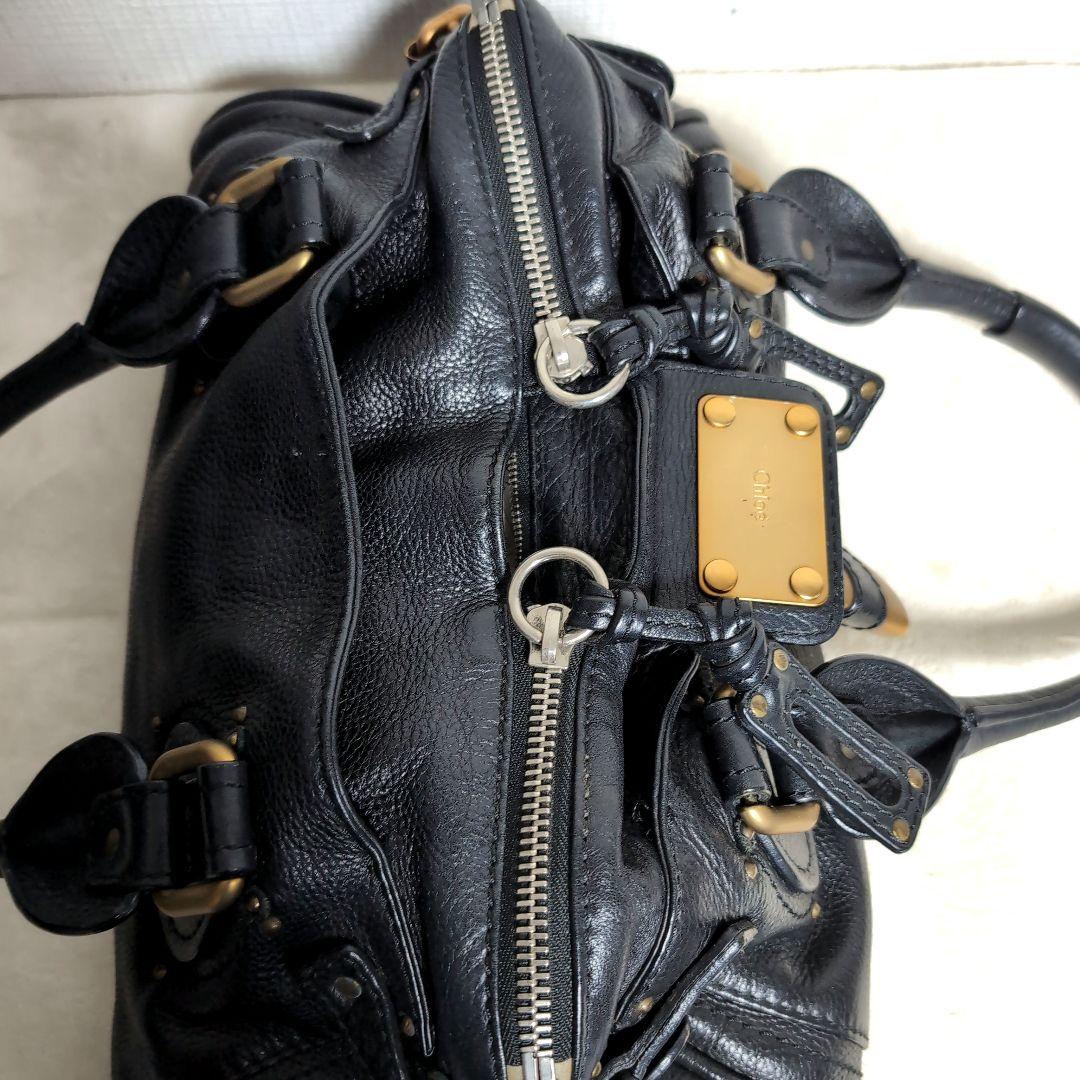 df44 Chloe ハンドバッグ パディントン 本革 黒 南京錠 レディース