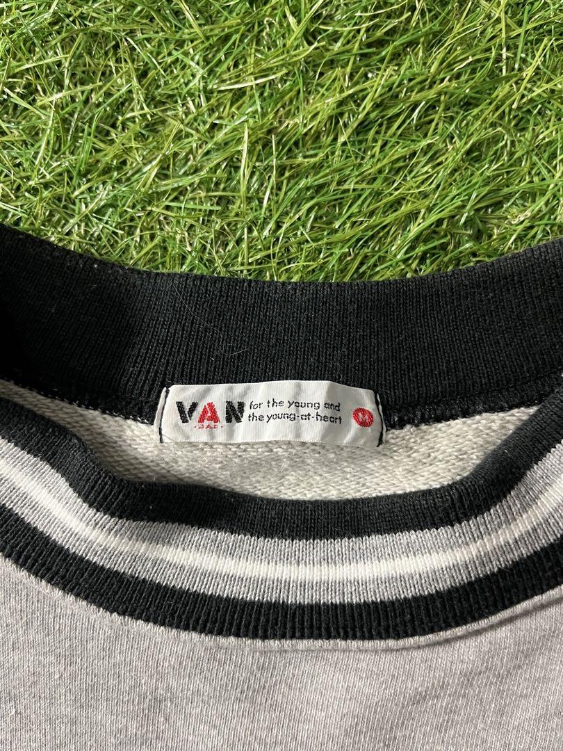 90s 日本製 VAN アーチロゴ刺繍 リブラインスウェット