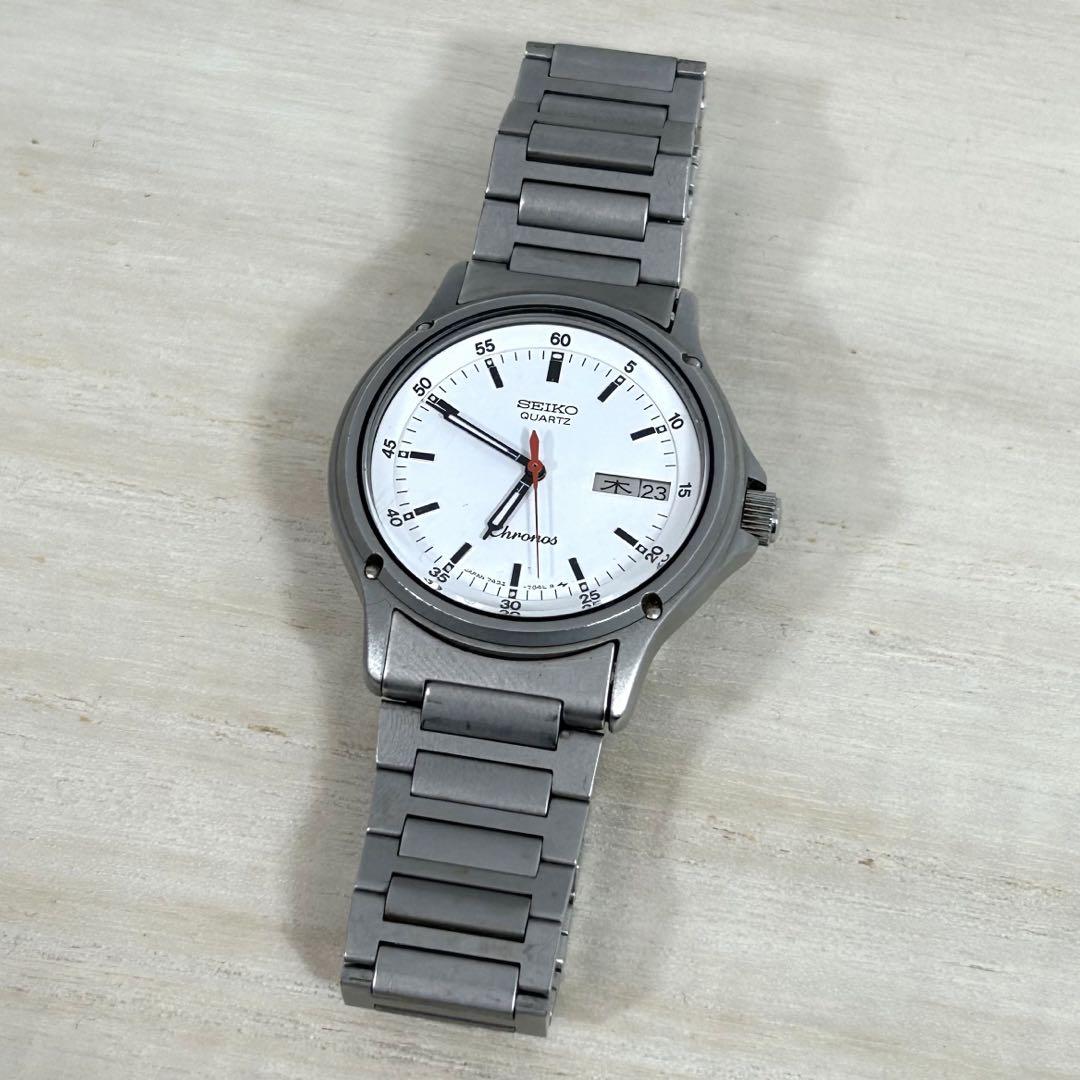 SEIKO CHRONOS セイコー クロノス7433-7030 ホワイト 5,100円