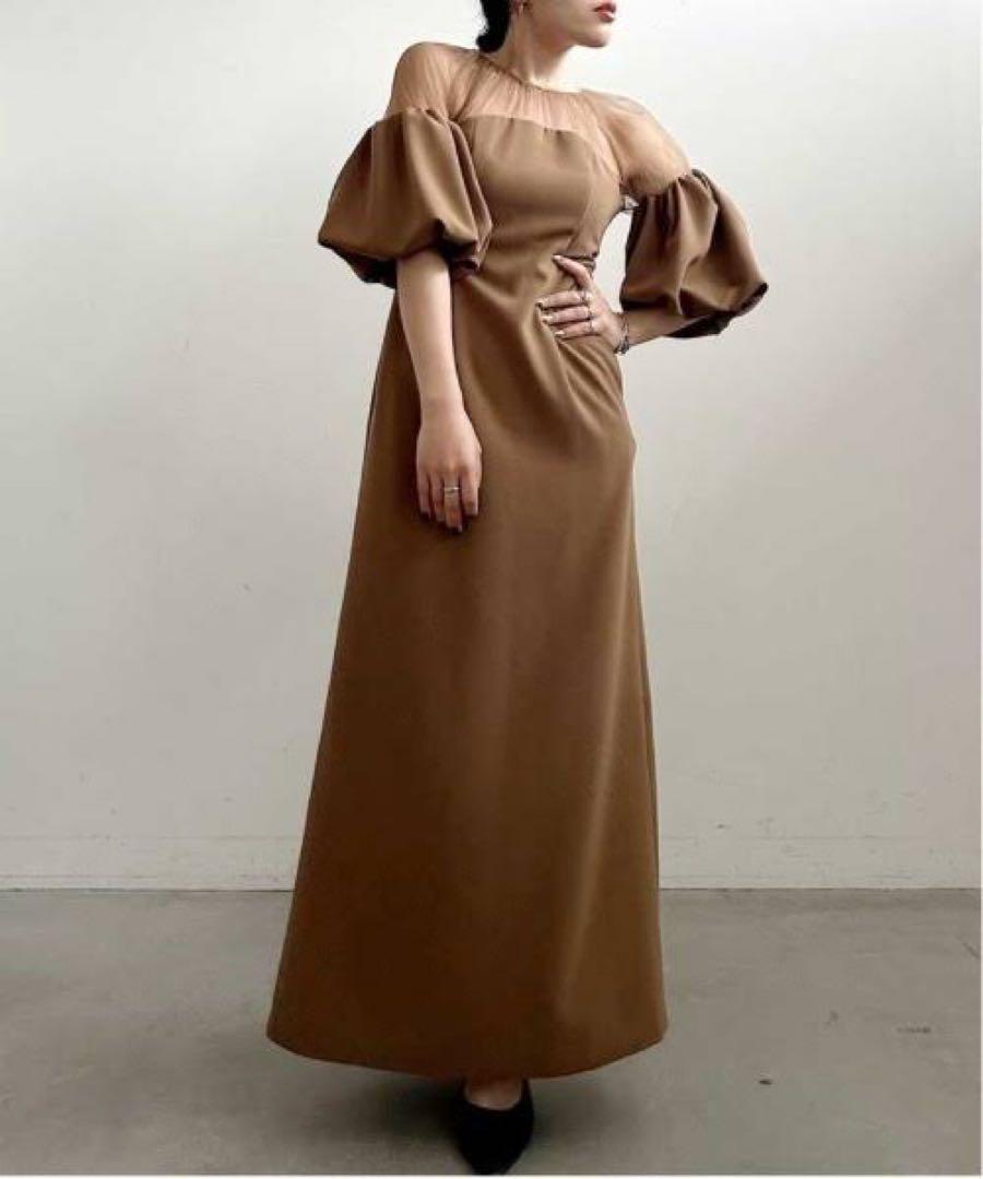 Ameri ／ SOUFFLE SLEEVE GEORGETTE DRESS