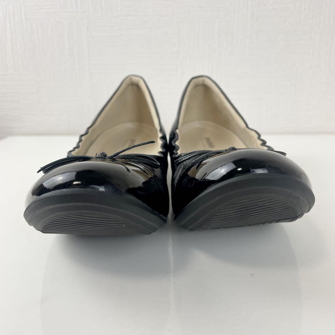 【美品】 ペダラ  フラット シューズ  バレエ レザー エナメル リボン