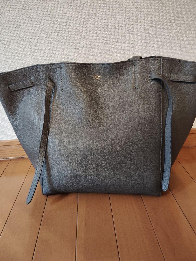 CELINE グレー レザー トートバッグ カバファントム