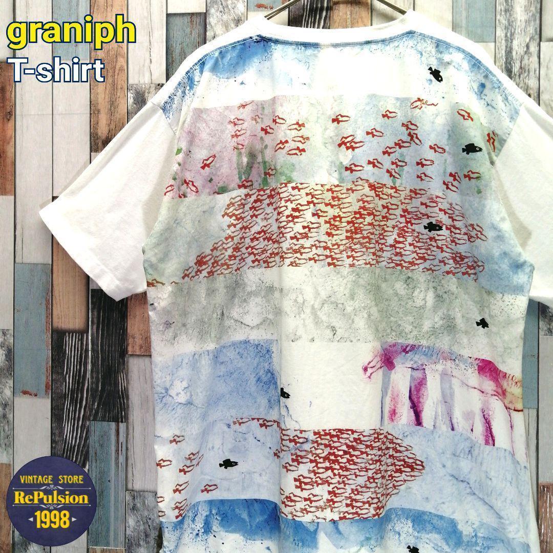 graniph　グラニフ　Tシャツ　スイミー　両面ロゴ　デカロゴ　ビッグロゴ