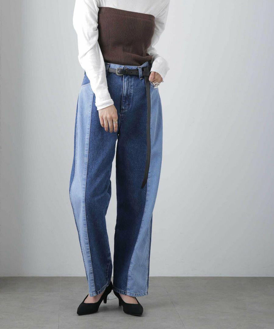 wrangler 別注リメイクパンツ　デニム　切り替えパッチワーク ハイウエスト