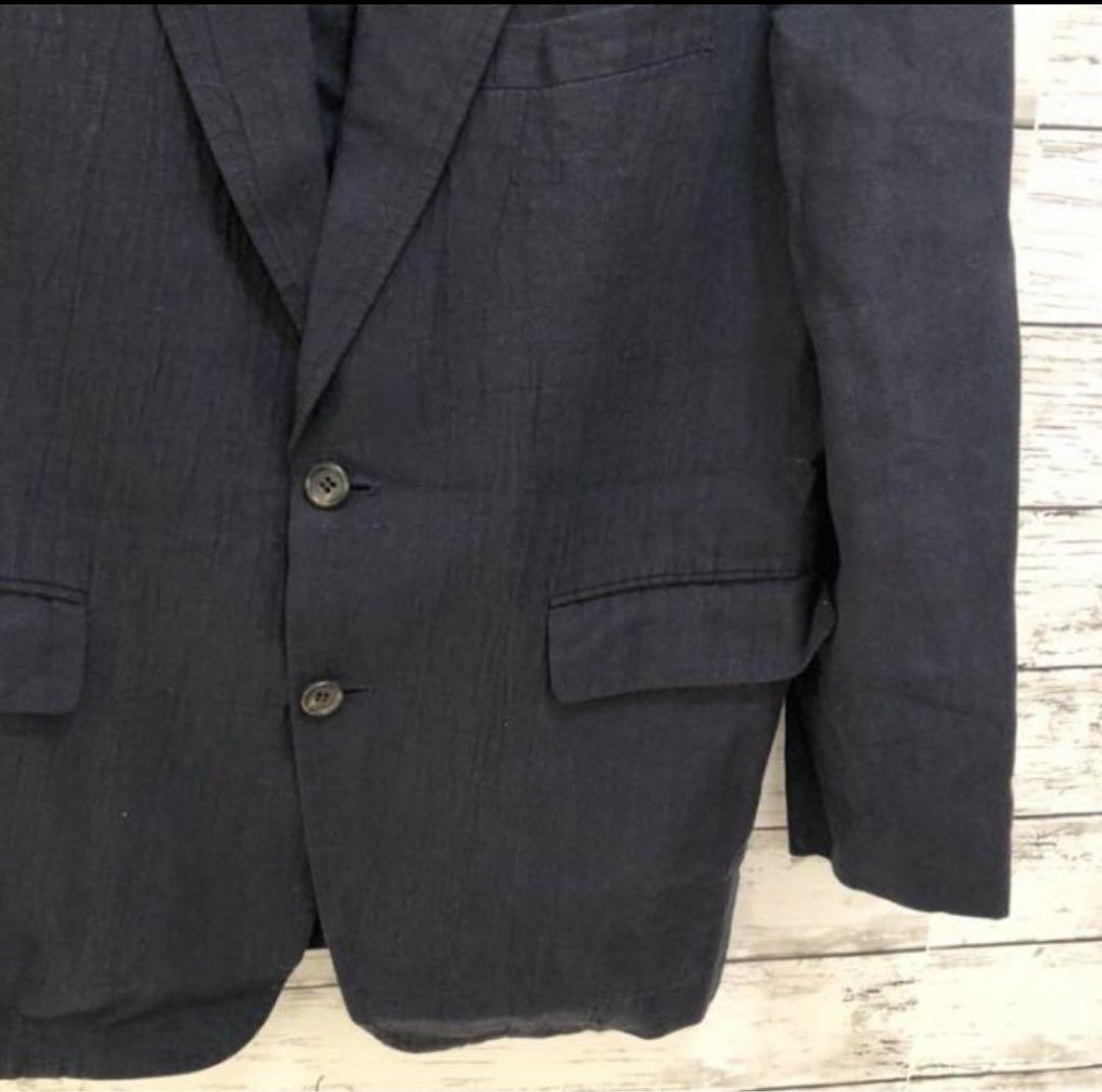 トリココムデギャルソン◆紺ブレ 麻ジャケット 背抜き M トリココムデギャルソン◆紺ブレ 麻ジャケット 背抜き M