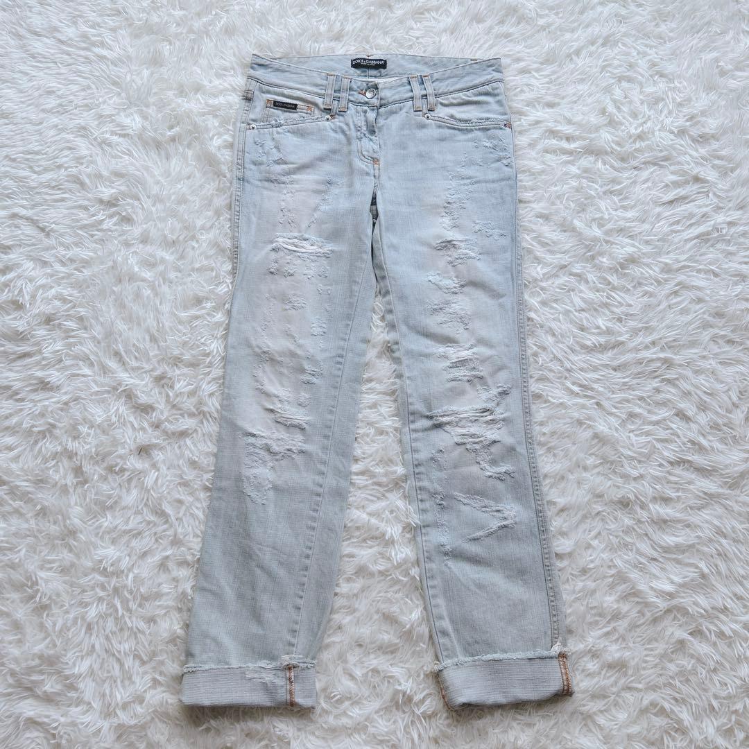 DOLCE ＆ GABBANA加工デニムパンツ ダメージ　クラッシュ 42