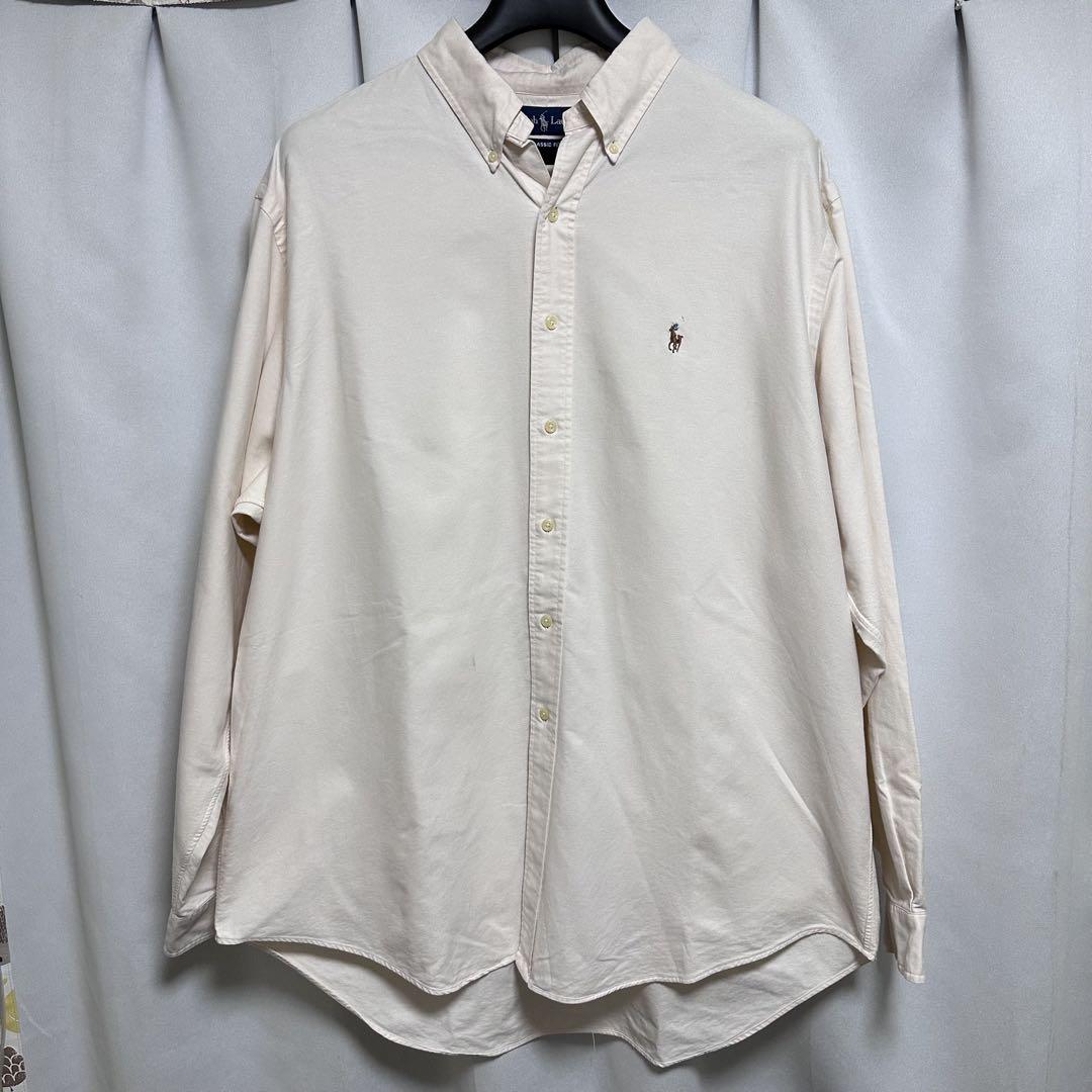 90s ラルフローレン CLASSIC FIT 長袖 BDシャツ　黒　XL相当