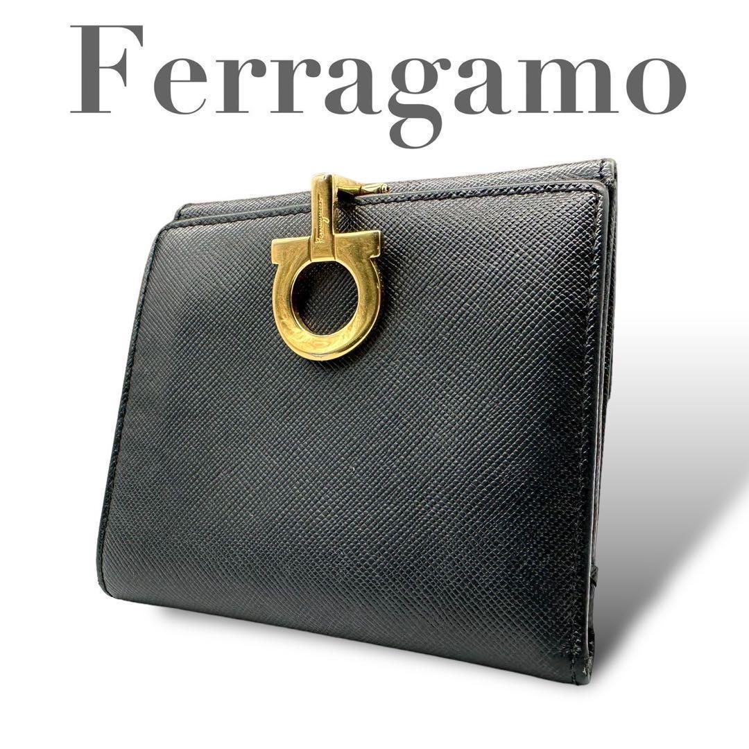 美品 Ferragamo 2729 フェラガモ ガンチーニ 二つ折り 財布