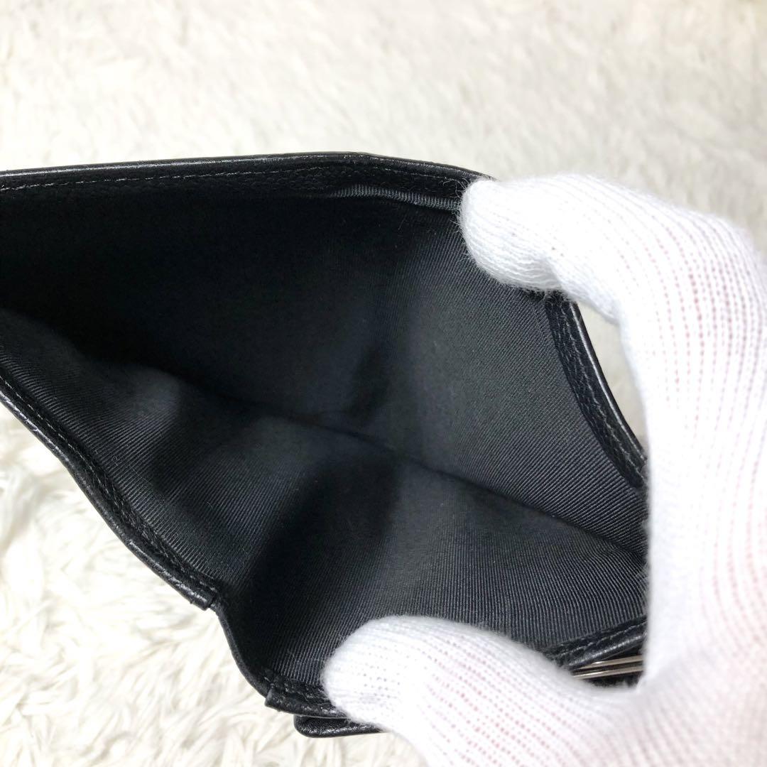 【良品】CHANEL シャネル ココマーク キャビアスキン がま口 長財布 黒
