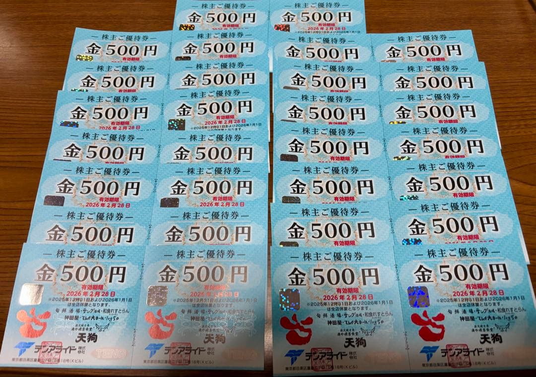 テンアライド株主優待券 500円×30枚 有効期限2026年2月