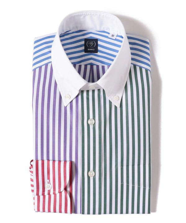 33%割引ホワイト系,M訳あり BEAMS F ビームスエフ クレイジーパターン 激安価格の sacai 長袖シャツ ストライプシャツ クレイジーパターン シャツ