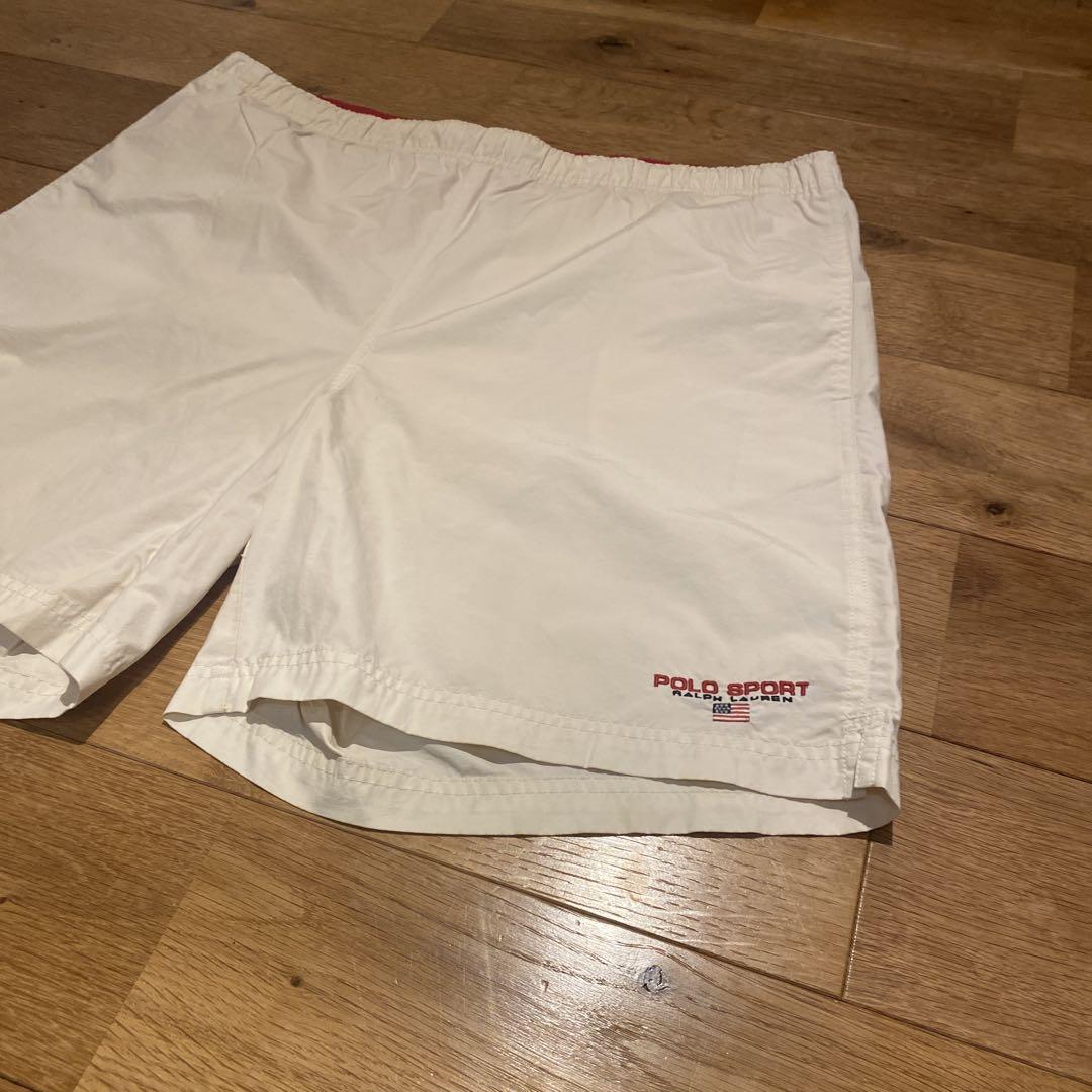 polo sport ナイロンショーツ 白 赤 古着 ヴィンテージ