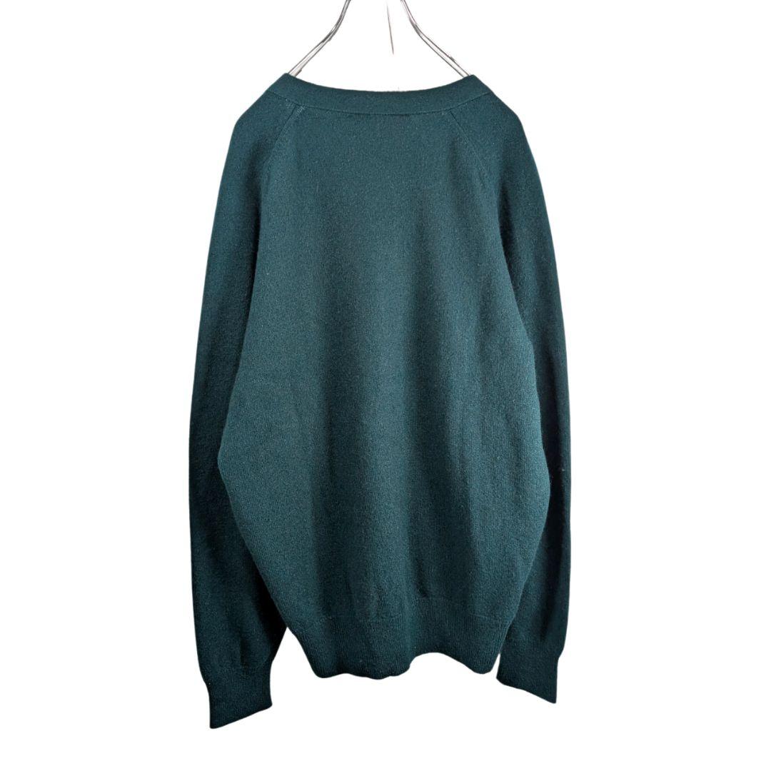 カシミアカーディガン　古着　スコットランド　グリーン　カシミヤ　AM200