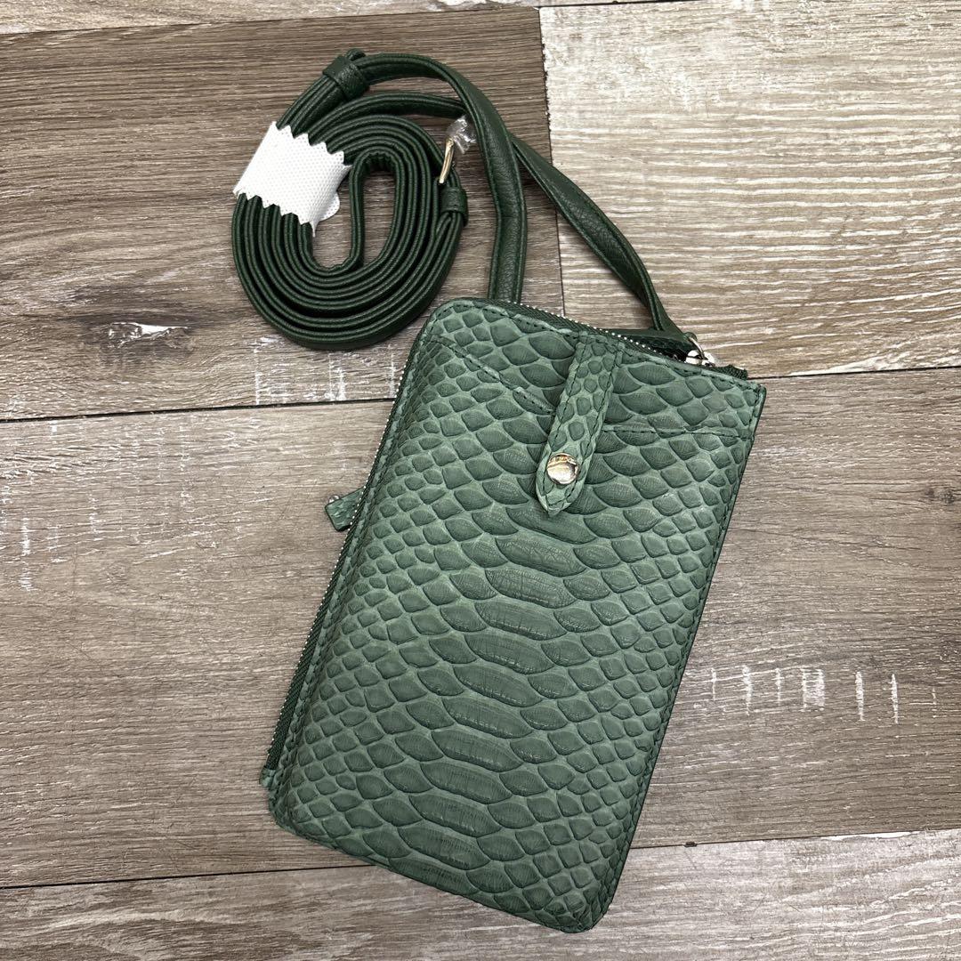 緑　パイソン　パイソン財布　パイソンショルダー　パイソンbag 長財布　スマホ