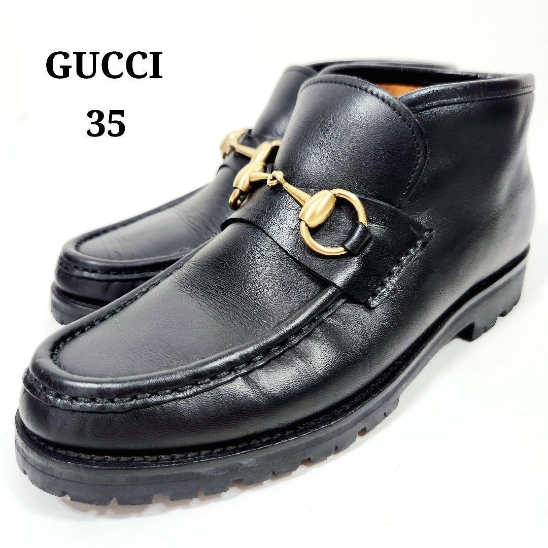 【美品】グッチ ハイカットブーツ シューズ ホースビット スエード ゴールド金具 GUCCI - グッチ GUCCI ブーツ ホースビット スウェード レザー