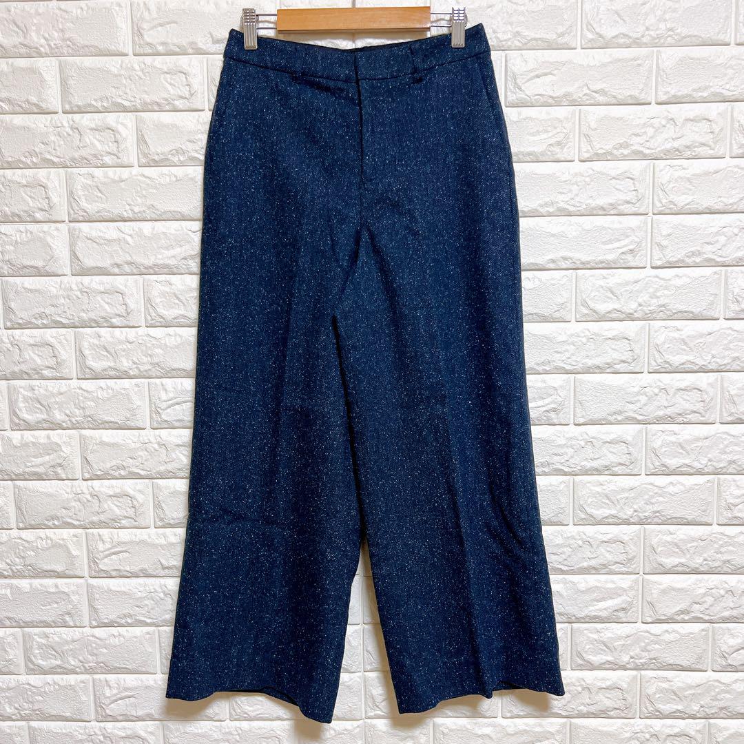 驚きの価格が実現！ ウール混 36サイズ ワイドパンツ INDIVI ネイビー メルカリ - 美品 パンツ
