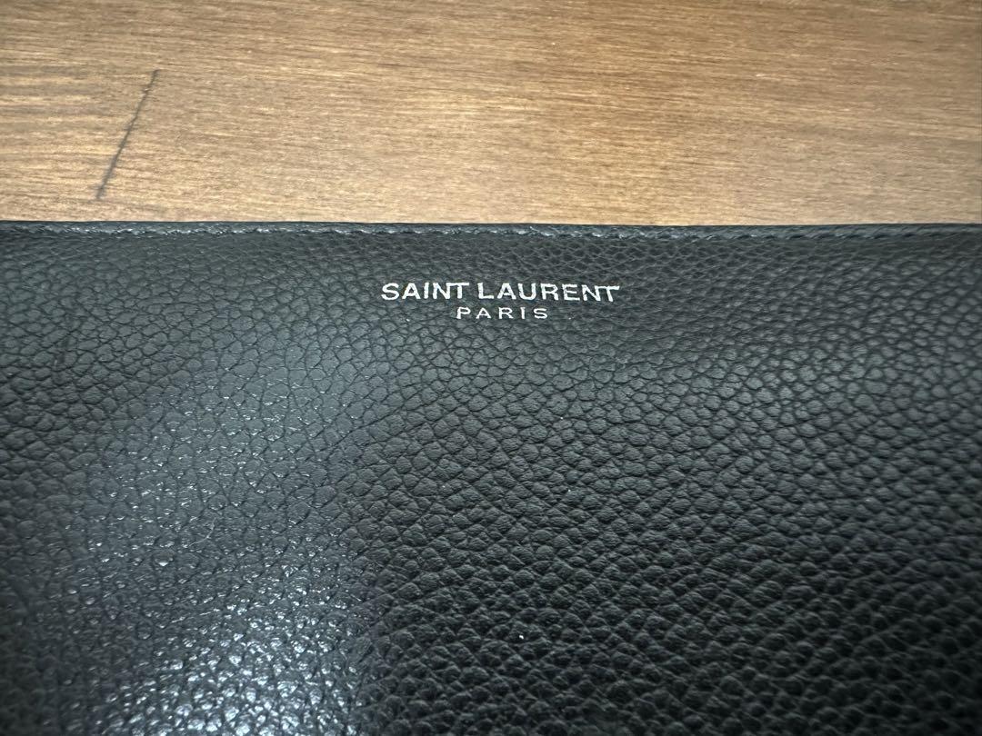 SAINT LAURENT 長財布 黒 レザー YSLロゴ付き