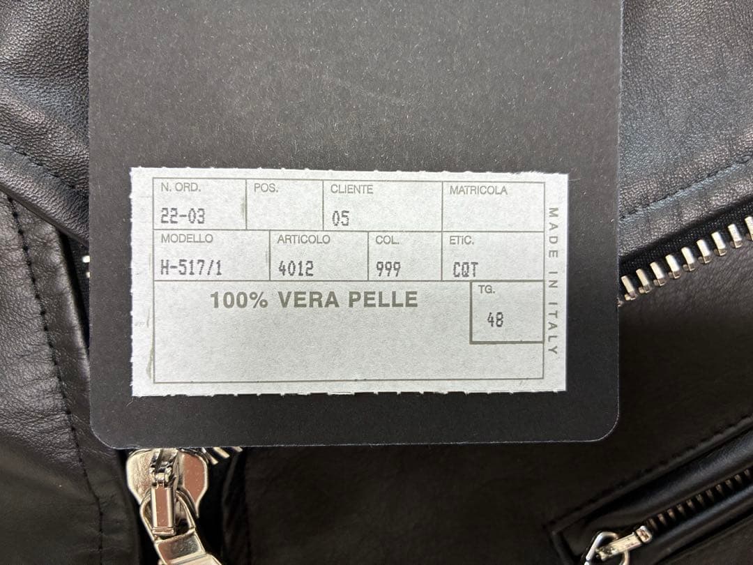 【未使用品】CINQUANTA ホースレザーセミダブルライダース サイズ48