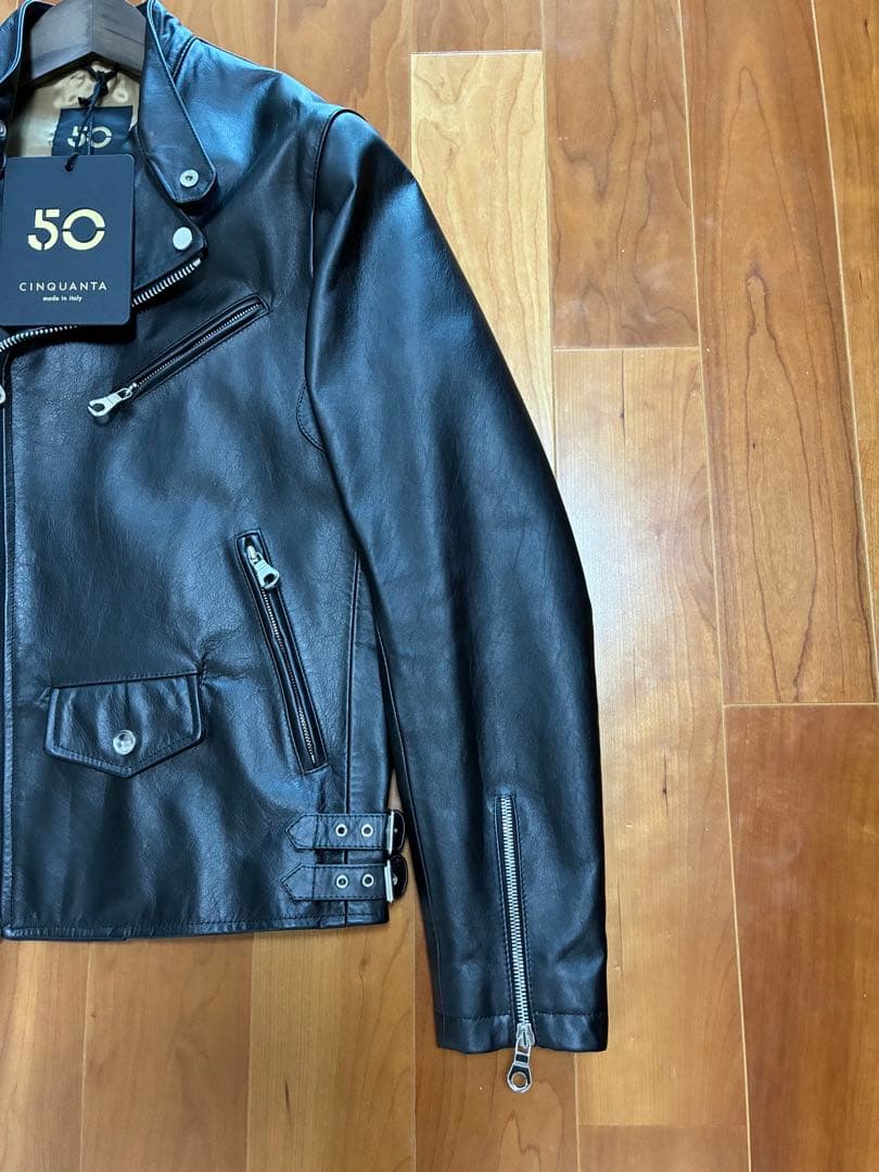 【未使用品】CINQUANTA ホースレザーセミダブルライダース サイズ48