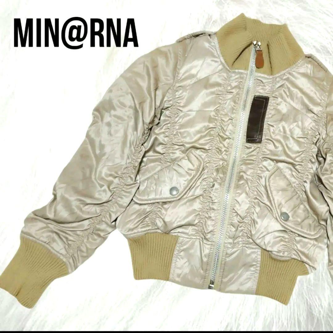 美品 MIN@RNA アウター MA-1 牛革 M リブ ジャケット 平成ギャル