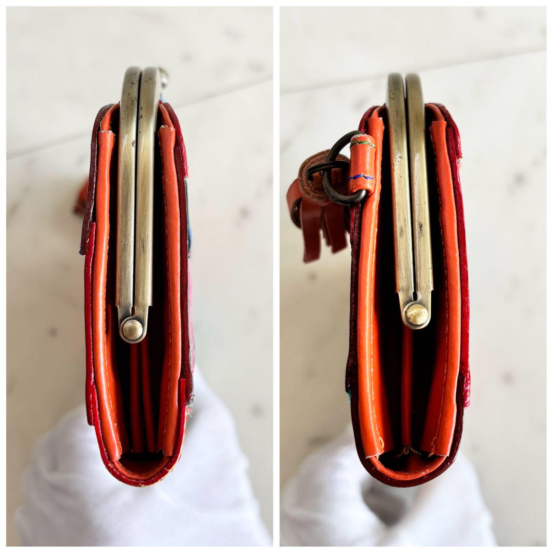 希少✨HEYOKa ヘヨカ 長財布 がま口 レザー パッチワーク マルチカラー
