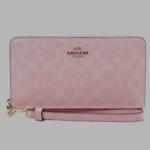 COACHコーチ コーチ・シグネチャー ファスナー長財布/ピンク