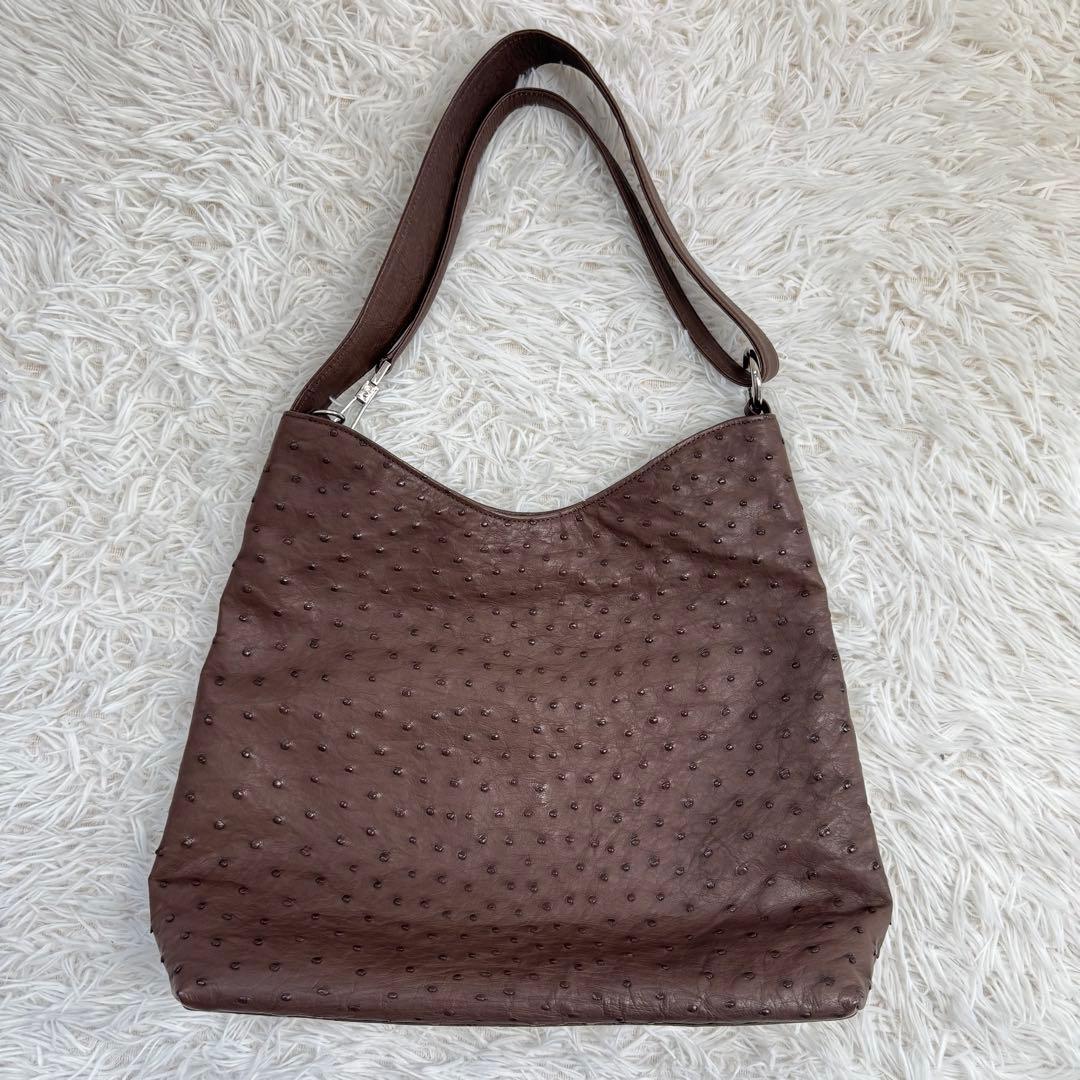 【保管袋付き】YAMAGUCHI ハンドバッグ　ショルダーバッグ　オーストリッチ