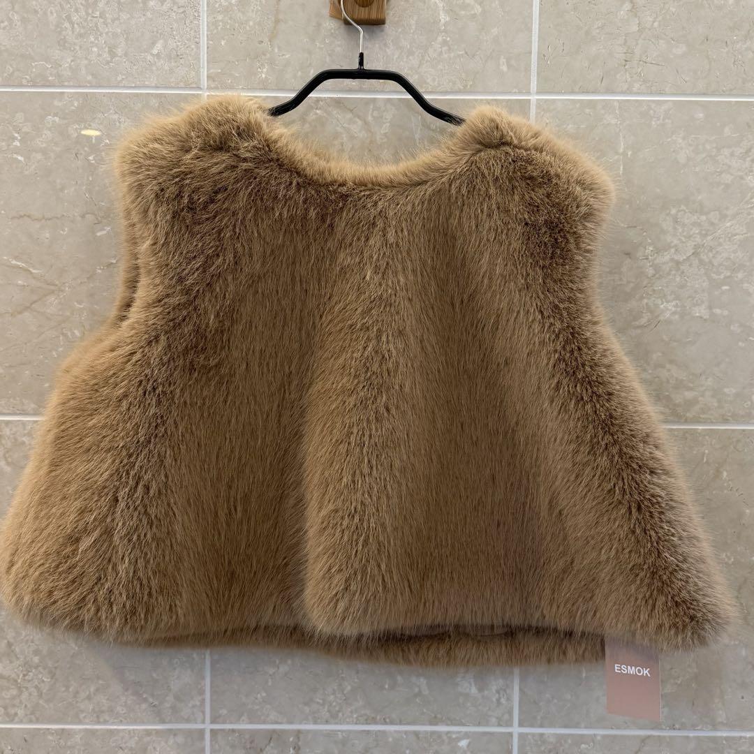 ESMOK A line fur vest beige 新品タグ付き
