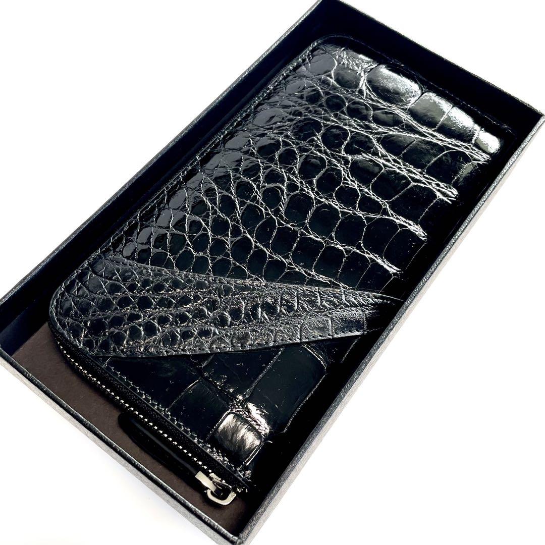 クロコダイル長財布 メンズ ブラック 550 シャイニング レディース長財布
