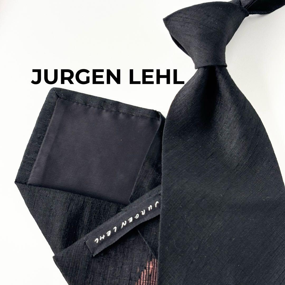 JURGEN LEHL ヨーガンレール シルク 柄 ネクタイ ブラック