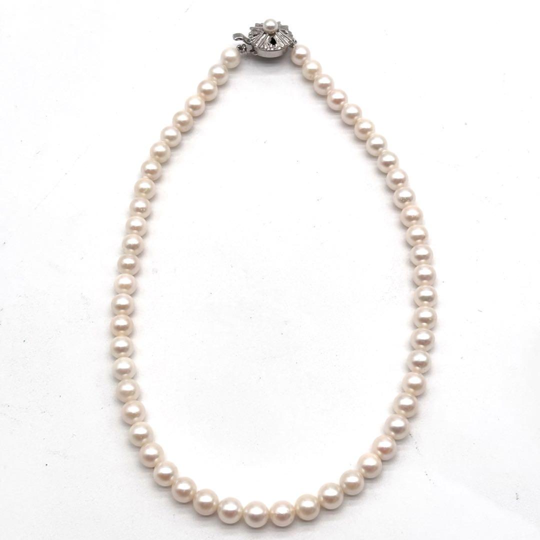 あこや真珠 パールネックレス ピンク系 本真珠 6.4〜6.8mm 40cm