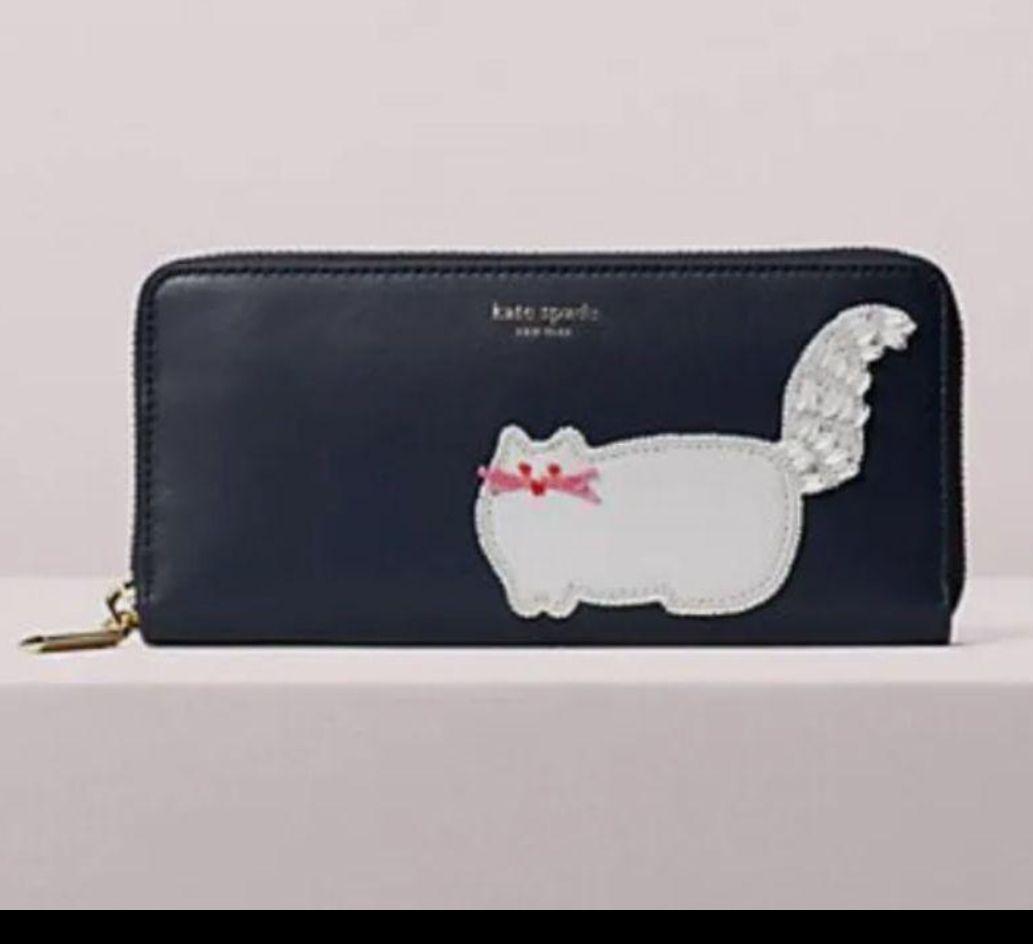 新品 ♠ レア ケイトスペード 白猫 ホワイトキャット 長財布 ジップアラウンド