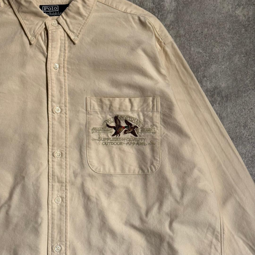 希少 90s POLO SPORTSMAN 鴨刺繍 BD シャツ DM1038 希少 90s POLO SPORTSMAN 鴨刺繍 BD シャツ DM1038