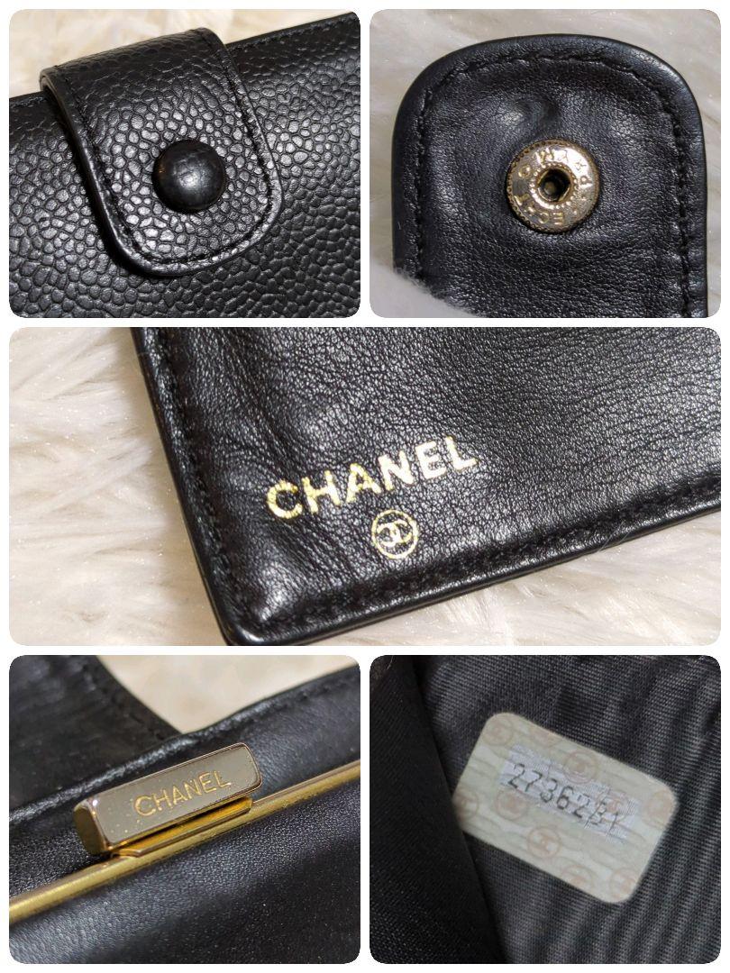 【美品】CHANEL シャネル ココマーク キャビアスキン 長財布 黒 ギャラ付