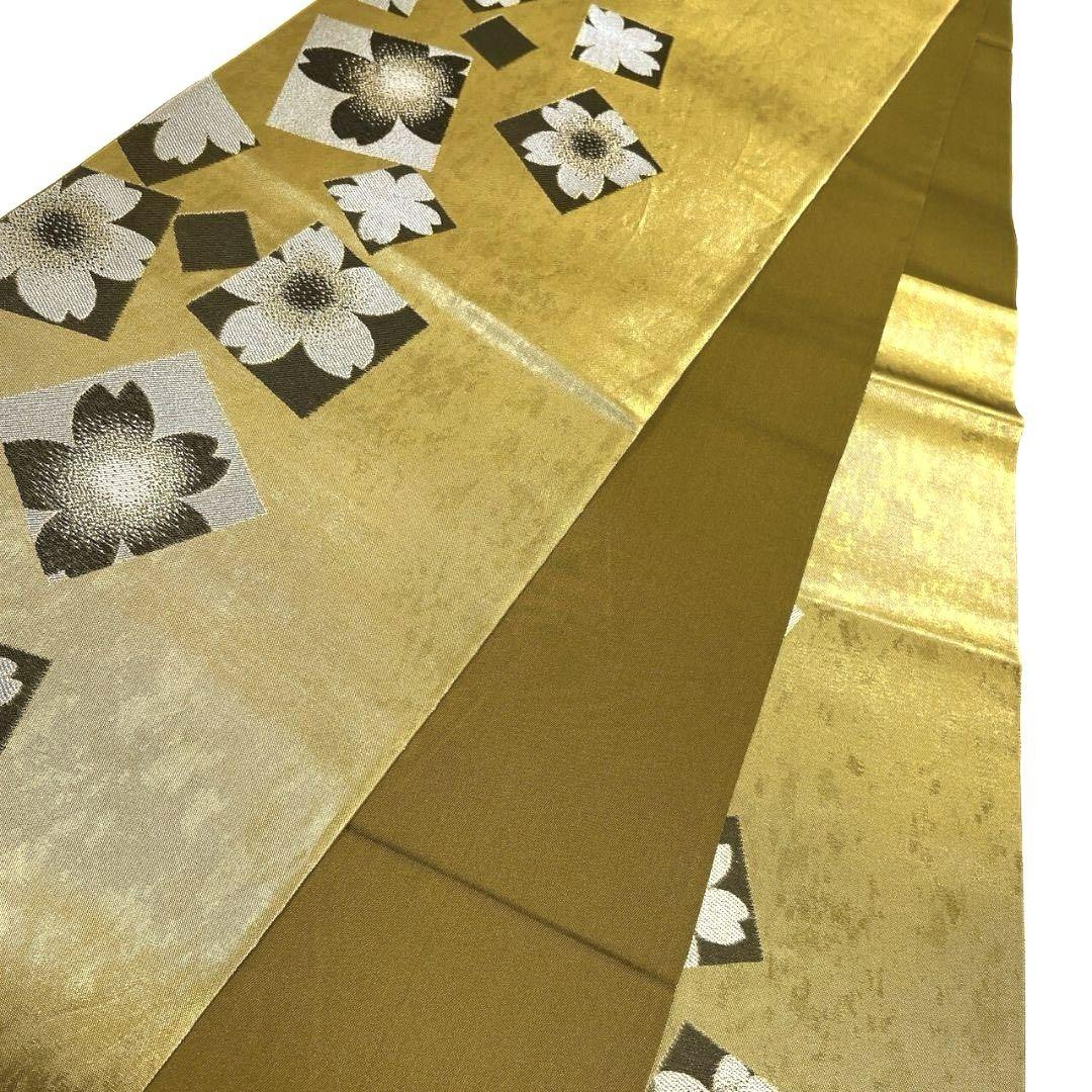 最大15%OFFクーポン ゴールドカラー 金糸 桜花模様 色紙 袋帯 着物 メルカリ - p 045a 着物・浴衣