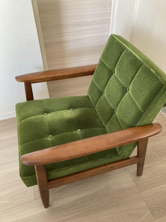 【全商品オープニング価格 特別価格】 モケットグリーン Kチェア 1シーター 送料込 カリモク60 - シングルソファ