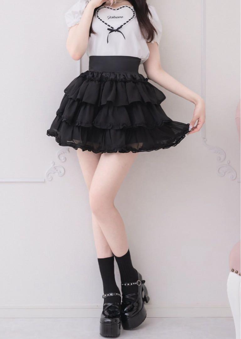 新品 pium シフォンフリルティアードスカート