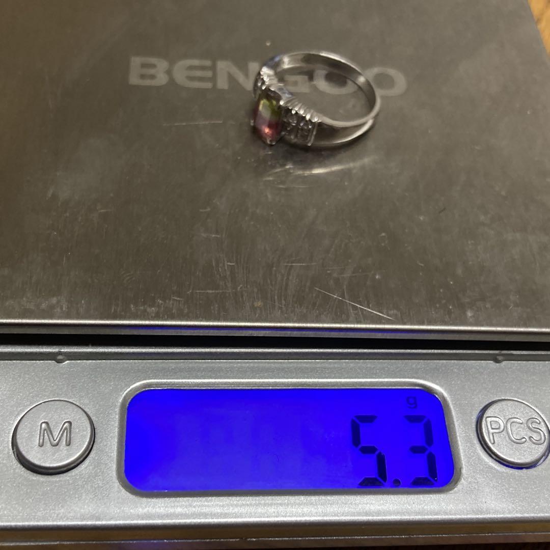 バイカラートルマリン1.15ct プラチナ900 ダイヤ0.12ctリング