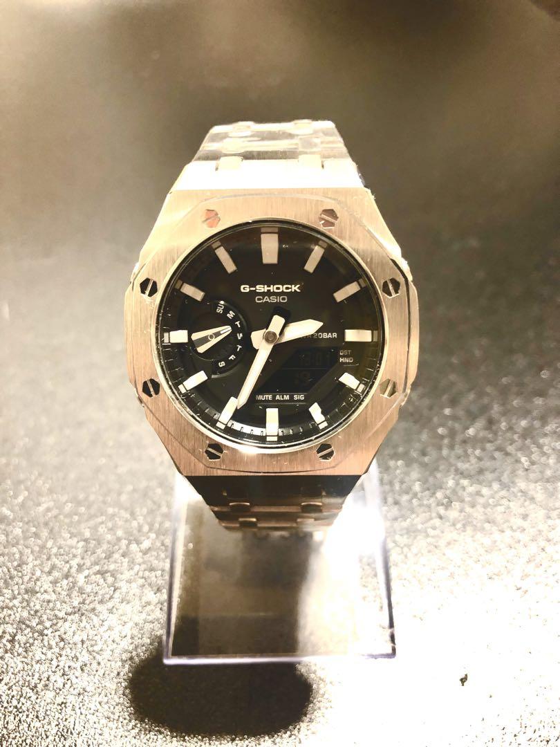 G-SHOCK GA-2100PTSカシオーク シルバー カスタムベルト付美品‼️