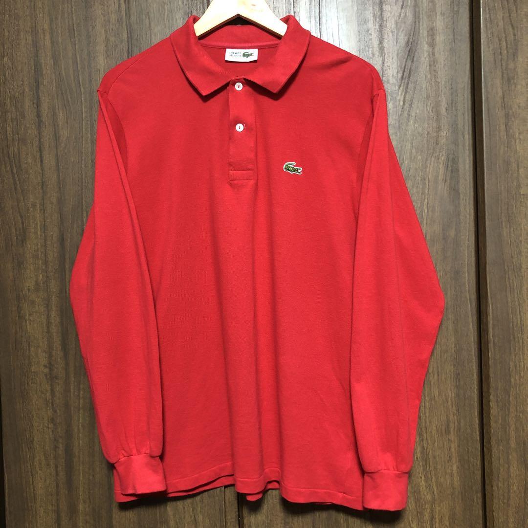 90'S LACOSTE ラコステ ポロシャツ 長袖 L1312 5 L 赤